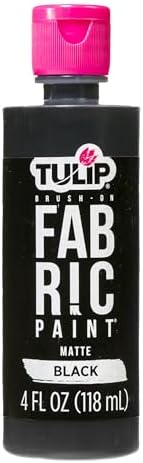 Tulip Brush-On Fabric Paint, Create Permanent Designs, Great for Fashion and Decor Crafts, Black, 4 oz