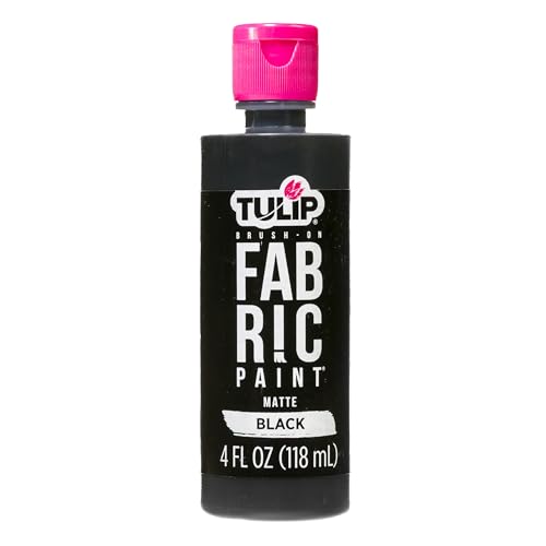 Tulip Brush-On Fabric Paint, Create Permanent Designs, Great for Fashion and Decor Crafts, Black, 4 oz