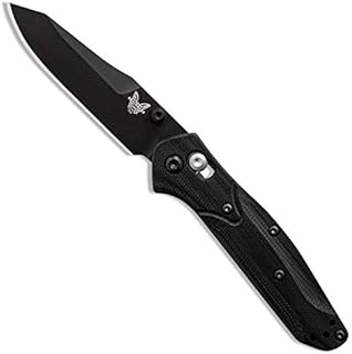 Benchmade - 945BK-1 mini Osborne Knife, Reverse Tanto Blade, Plain Edge, Black/Blue Baselayer G10 Handle