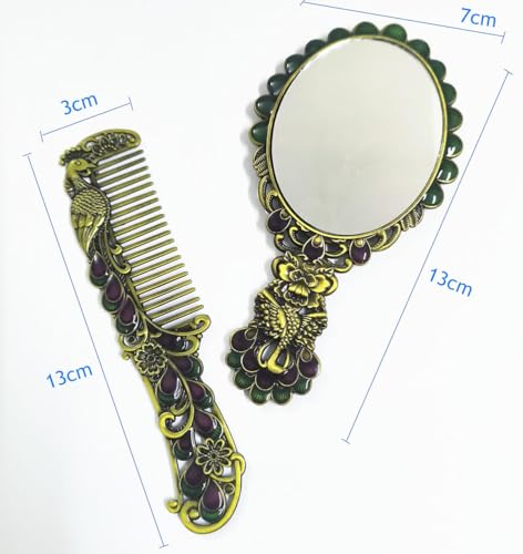 Image of Pocket Makeup Mirror | Small Compact Face Mirror for Makeup | Cute Waffle Design Portable Pocket Size Mirror for Purse & Travel (Peacock)
