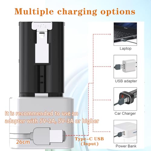 3-Slot-Ring-Batterieladestation/Batterieladegerät/Ladekoffer, mit LED-Anzeige, Typ-C-Eingang, kompatibel mit Ring Doorbell 2/3/4/3 Plus/Spotlight Cam/Peephole Cam und Kamerabatterien