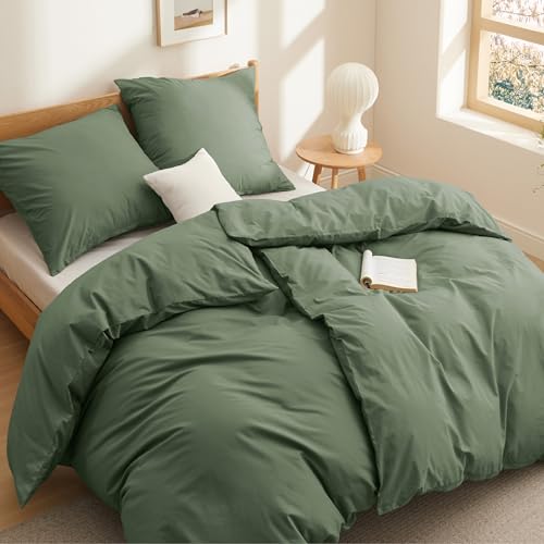 BEDSURE Bettwäsche Bettbezug Baumwolle Bettwäsche-Sets mit Kissenbezug, Duvet Cover mit Reißverschluss Einfarbig