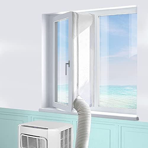 Air Conditioner Window Seal, Machine-YA Window Seal for Portable Air Conditioner and Tumble Dryer, Works with Every Mobile Air-Conditioning Unit, Air Exchange Guards With Zip and Hook Tape (300CM)