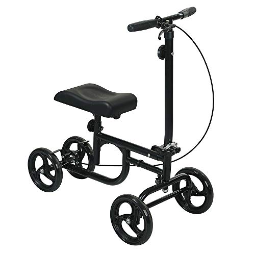 300Lbs Compact & Foldable All-Road Knee Walker Steerable Madical Scooter Crutch Alternative Ideal for Ankle Or Lower Leg Individuals Recovering from A Broken Foot, Broken Ankle Or Ankle Surgery Black