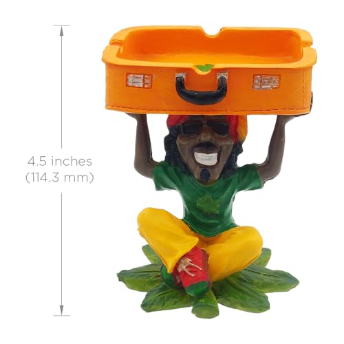 Rasta Figurine Ashtray Jamaican Man Smoking Joint Cool Ash Tray, Cigarette Cigar Ashtrays for Men & Women, Christmas or Birthday Gag Gifts, Secret Santa - Image 2