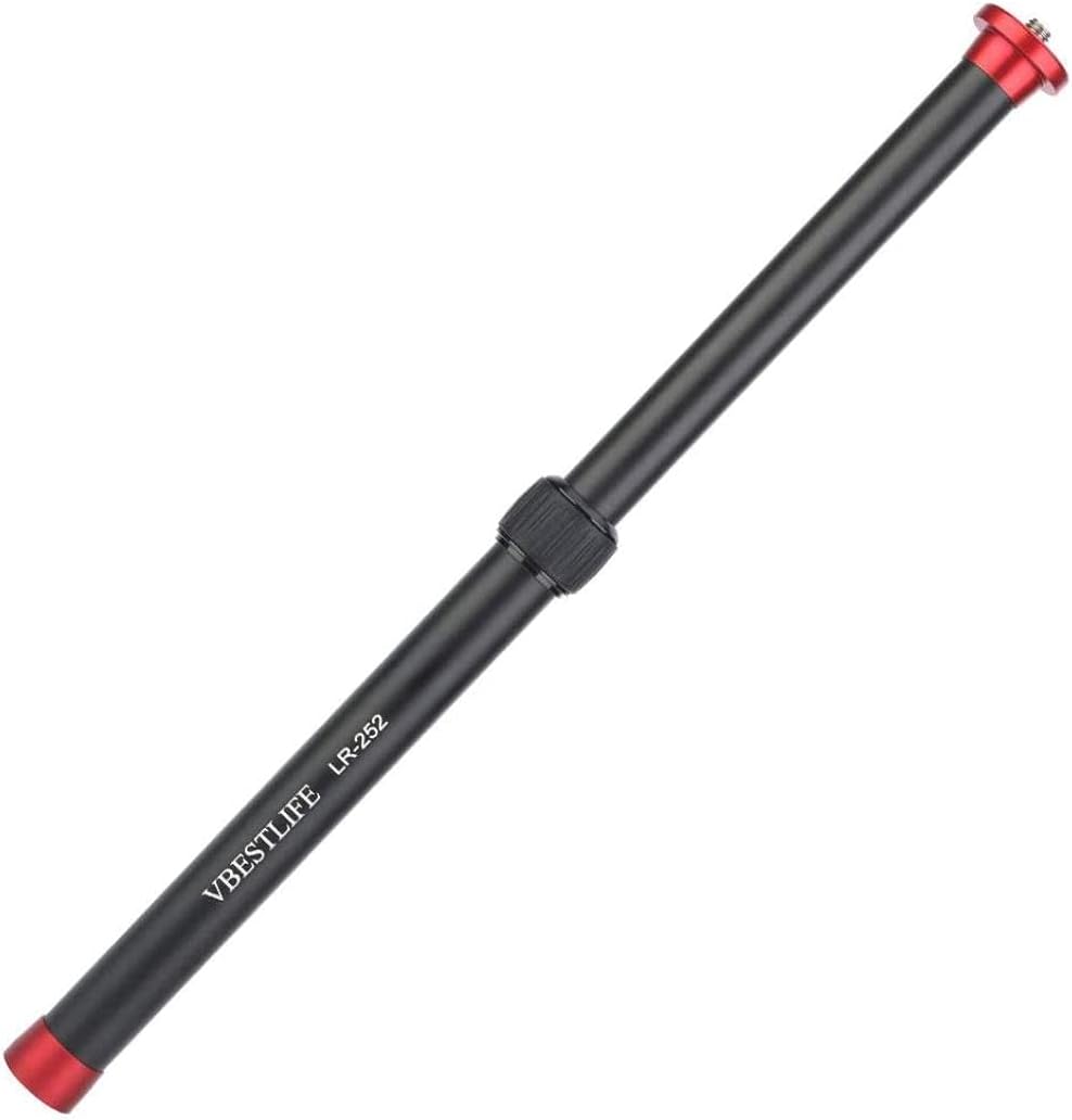 VBESTLIFE Gimbal Extension Pole, 2 Section Aluminum Alloy Tripod Extension Rod, 1/4'' & 3/8'' Screw Adapter, Red, Compatible with DSLR Camera, Smartphone, Mounts on Tripod