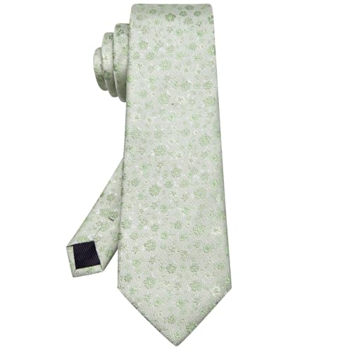 Image of Hi-Tie 63 inches Striped Paisley Extra Long Ties for Men Silk Necktie with Lapel Pin Tie Clip Big and Tall Men Formal Wedding