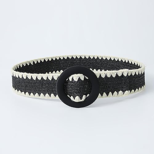 eYLun Women Straw Woven Belt Braided Elastic Stretch Waist Belt Boho Buckle Dress Belt2