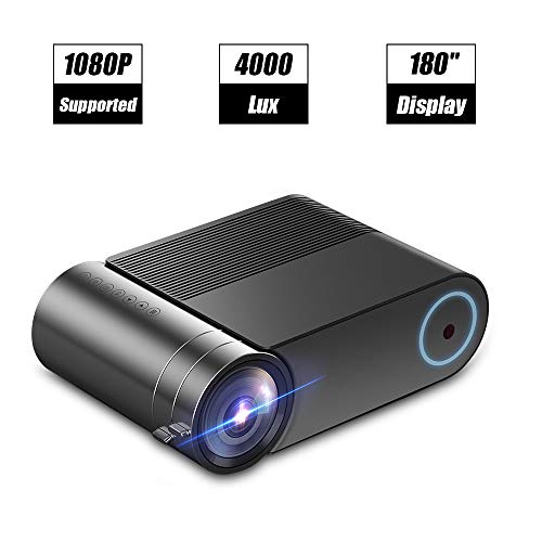 LAIDUOAO Video Projector, 1080P Projector 4.3 "LCD Light Projector with 180'' Display Area