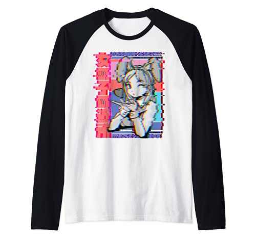 Vaporwave Aesthetic Japanese Retro Anime Girl Camiseta Manga Raglan