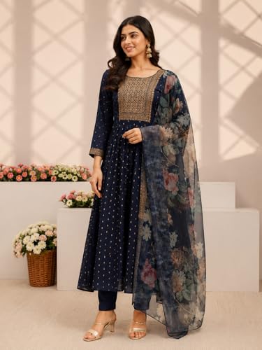 Image of Women's Chanderi Kurta with Legging and Dupatta | Modern & Traditional Blend Ethnic Wear Set | Festive & Casual Summer Kurti with Pants for Party Office & Ethnic Occasions
