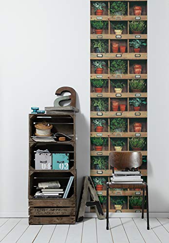 Livingwalls 368341 selbstklebendes Pop.up Panel 3D Tapete, Braun, Terrakotta, Grün