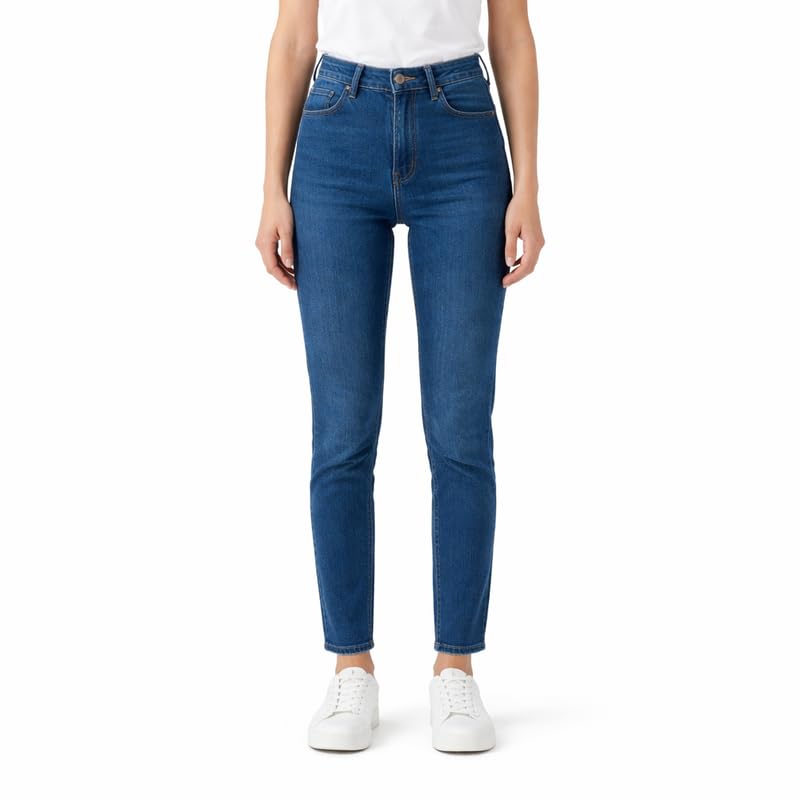 Mid Waist Slim Fit Jeans for Women |Blue Stretchable Denim | Ankle Length
