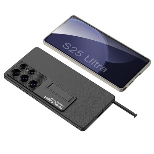 Étui Samsung Galaxy S25 Ultra en cuir noir discret avec support intégré - 5