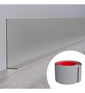 Duzzy Flexible Baseboard Molding Trim, 5 Inch(W) x 20 Feet(L) Peel and Stick Rubber Wall Trim Mol...