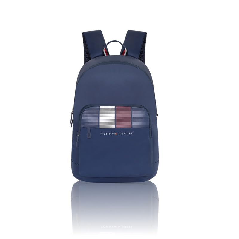 Image of Tommy Hilfiger Unisex Laptop Backpack Amulet | 15 Inch Laptop Compartment | Fashionable Stripe Print | Trolley Sleeve | 21L Capacity | Ideal For Office, Travel, College