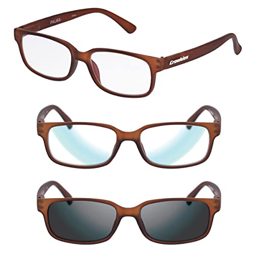 Image of Croakies Palma Photochromic Progressive Eyewear | UV400 Sunglass for Outdoor | Bluelight Eyeglass for HEV Devices | Bundle