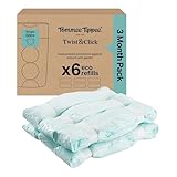 Tommee Tippee Twist & Click Nappy Bin Refills, Pack of 6, each 10.5 metres, Multilayer, Antibacterial* Film, Designed to Slot into Your Existing Twist & Click Nappy Bin Cassette (6 X 10.5m)