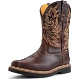 SUREWAY Mens Western Square Toe Cowboy Boots for Men,Soft/Steel Toe Full Grain...