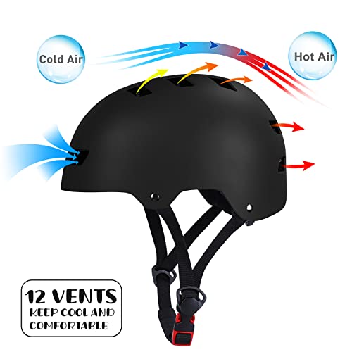 Kids Skateboard Helmet, Bike Helmet For 8-12 Years Old, Adjustable Helmet, Impact Resistance Lightweight Helmet For Skating Cycling Scooter Skateboarding Inline Longboard Boys Girls Youth (Black) #TOP4