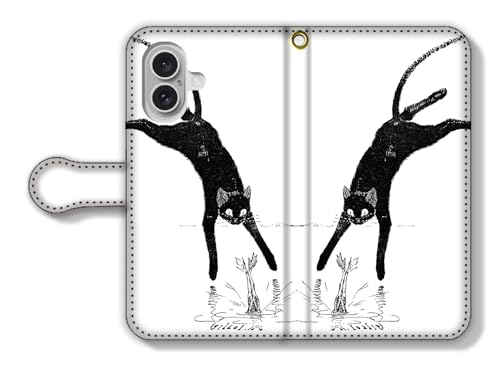 手帳型 iPhone17互換 スマホケース 【世界の名画】 アレクサンドル・スタンラン ☆アール・ヌーヴォー☆ アート 絵画 芸術 西洋画 風景画 猫 ネコ パリ (Cat A)