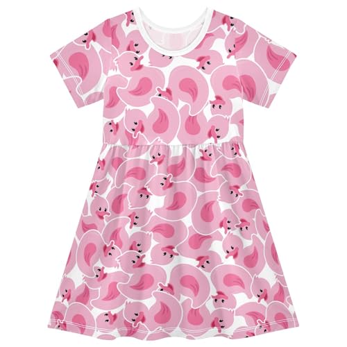 Girls Casual Printed Dress Short Sleeve Dresses Toddler Summer Sundress 2-8T