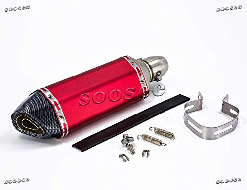 Soosee Universal Red Carbon Fiber 1.5-2" Inlet Motorcycles Scooters Exhaust Muffler Pipe with Removable DB Killer for Z750 CBR125 CB400 Z800 ZX-6R ZX-10R GSXR