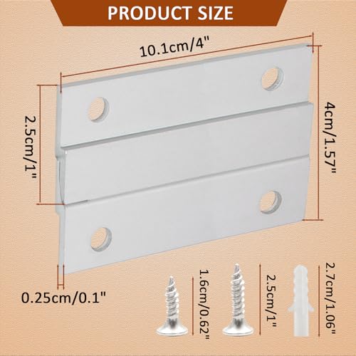 Image of Murtenze 4 Inch French Cleat Picture Hanger Z Hanger, Aluminum Interlocking Wall Mounting Bracket Hardware Kit Z Clips for Hanging Wall Painting, Picture, Whiteboard, Headboard, Artwork (2 Pairs)