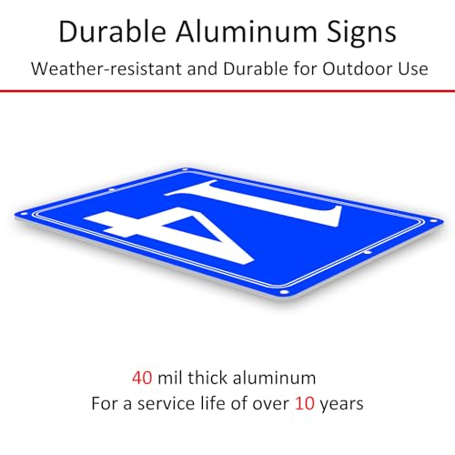 Image of Premium Aluminum Number Signs 14, Metal 12 inch X 8 inch Blue Numbered Signs Outdoor for Parking Lots, Floor, Dock, Court, Aisle, Field, High Visibility, No Fade, Weather-resistant