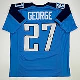 Facsimile Autographed Eddie George Tennessee Blue Reprint Laser Auto Football Jersey Size Men's XL