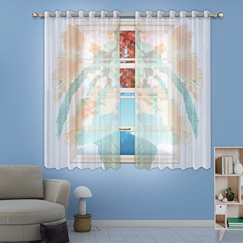 Abstract Symmetric Painting Window Curtain Panels Rorschach Test for Bar Boy/Girl Living Room