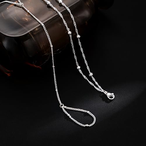 Hand Chain Siver Bracelet for Women, Silver Beaded Ring Hand Chain Finger Ring Cubic Zirconia Dainty 14K Gold Plated Cross Bracelet Chains for Women Simple Body Jewelry3