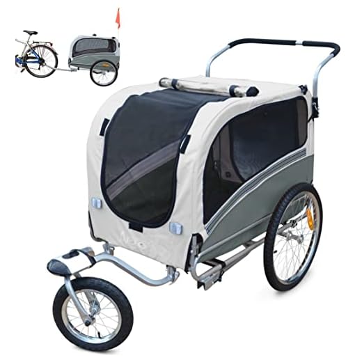 PAPILIOSHOP Argo – Klappbarer Hundeanhänger, Hundewagen und Fahrradanhänger für Hunde in S, M, L, Stabil und Belüftet, Ideal für Tiertransport und Outdoor-Aktivitäten (Grau L)