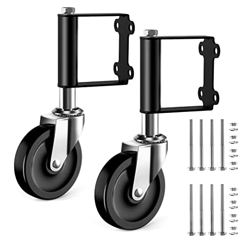 Ronlap Gate Wheels for Wooden Gate, Gate Caster Spring Loaded for Metal Tube Swing Vinyl Gate Heavy Duty, Outdoor Rolling Fence Gate Support Wheel Rollers Kit, 220 Lbs Capacity, 4-Inch, 2 Pack, Black