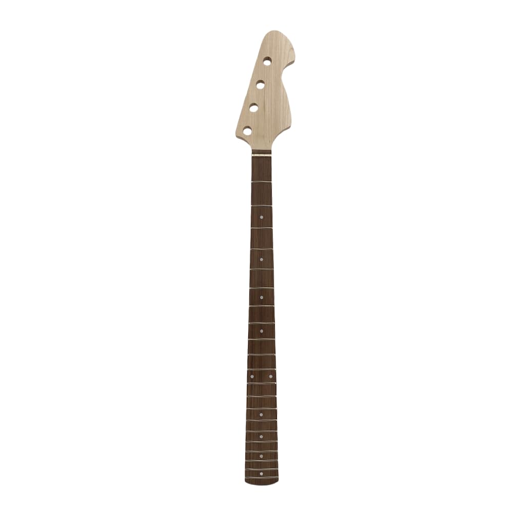 Manche de rechange pour guitare basse style J - Échelle de 86,4 cm, 21 frettes, touche en érable/palissandre - Incrustation de points - Talon de 65 mm, écrou de 38 mm, réglage du bas