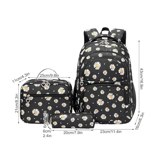 Ensemble de sac à backpack scolaire imprimé floral pour filles - 2