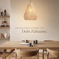 tectake® Hängelampe im Boho-Stil, Deckenleuchte mit Vintage Lampenschirm, Ø 40,5 cm, Wohnzimmerlampe mit E27 Fassung, Schlafzimmerlampe, Pendelleuchte Esstisch, Deckenlampe Wohnzimmer aus Jute – Ansicht 7