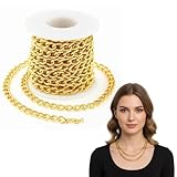 Gold Chain, Picture Hanging Chain, Brass Chain for Jewelry Making, Plastic Chain Link, Gold Belt, Costume Accessories, 1 Roll Gold Aluminum Chain