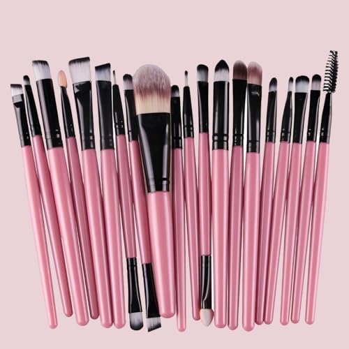 20PCS Makeup Brush Set for Blending, Contouring, Eyebrow Soft Face and Eye Cosmetics Brushes Beauty Tools for Women(Pink)