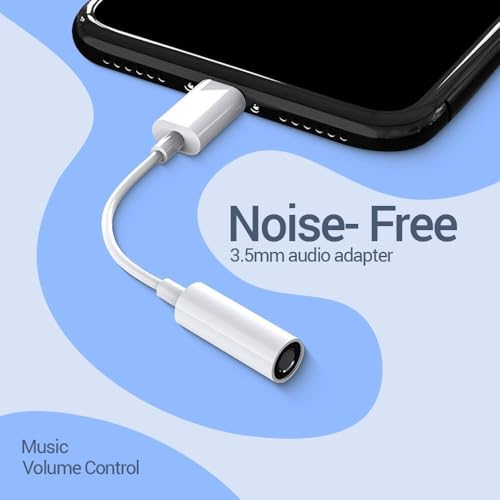 Image of Lighting to 3.5 mm Audio Earphones Jack Adapter, Port Converter Compatible with i Phone 14, 13, 12, 11, X, XS, 8, 7, 6S, SE, i Pod-i Pad, Headphone & Car Stereo Connector, White