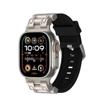 Pulseira Compatível com Apple Watch Séries Ultra 49 mm, 9, 8, 7, 6, 5, 4, 3, 2, 1 e SE, 45 mm, 44 mm e 42 mm Premium Titanium (42/44/45/49MM Ultra, Preto)