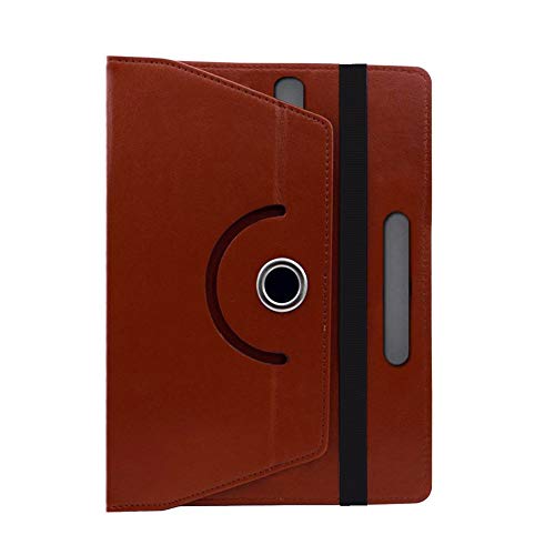 Image of Fastway Rotating Leather Flip Stand Case Cover for DOMO Slate SL36 OS9 SC 10.1-Inch Tablet (Brown)