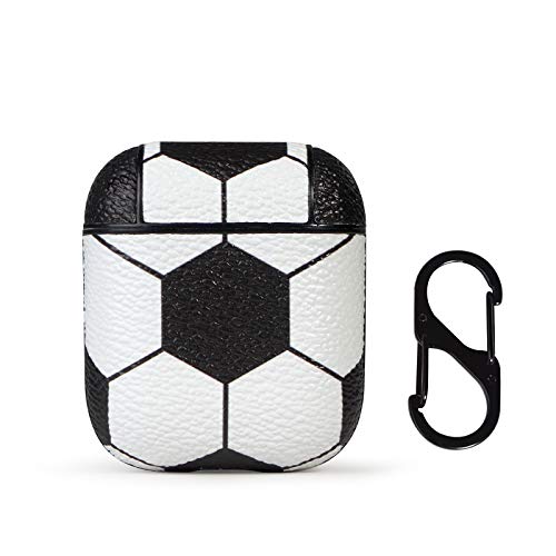 HIDAHE Airpods 2 Case, AirPods Cases Cool, Airpods 2 Skin, Airpods Accessories, Soccer Pattern Leather Case Cover Men Boys Hard Case for Airpods 1 & 2 Charging Case, Soccer03