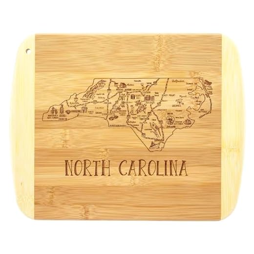 Totally Bamboo A Slice of Life North Carolina Engraved Map Cutting Board