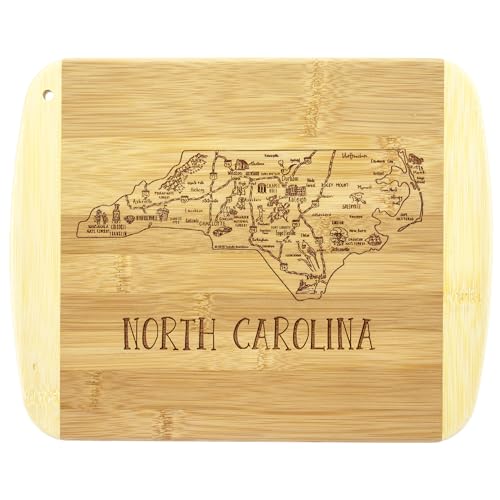 Totally Bamboo A Slice of Life North Carolina Engraved Map Cutting Board