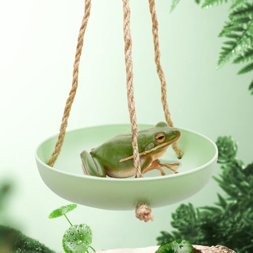 MinrzPet Plastic Frog Swing Toys with Suction Cup, Frog Habitat Platform, Reptile Decorations for Terrarium, Frog Tank Accessories, Terrarium Decor for Tree Frog, African Dwarf Frog, Frog and Toad