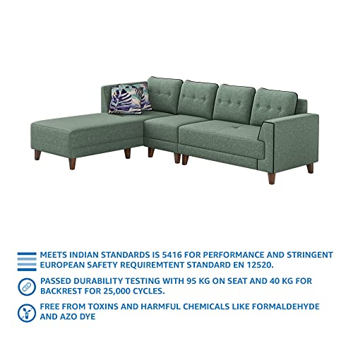 Image of Amazon Brand - Solimo Venosa 6 Seater LHS L Shape Sofa Set (Petal Green)