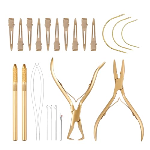 Herramienta de bucle y alicates de extensión de cabello para fijar microcuentas sin deslizamientos
