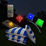 Cornhole Bags with Lights, Cornhole Bean Bags That Light Up Color Changing with Remote Control (4*Blue)