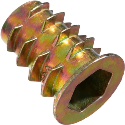 YoiYee M8 x 18mm Wood Insert Hex Socket Nuts - Threaded Flanged Hex Socket Nut Insert for Wood Furniture DIY Projects - 25 Pack